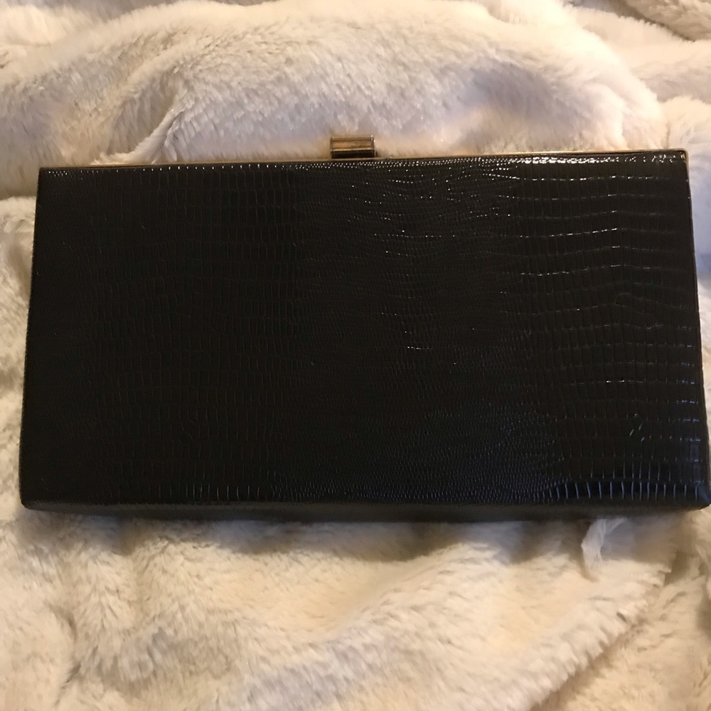 Beautiful black croc embossed clutch